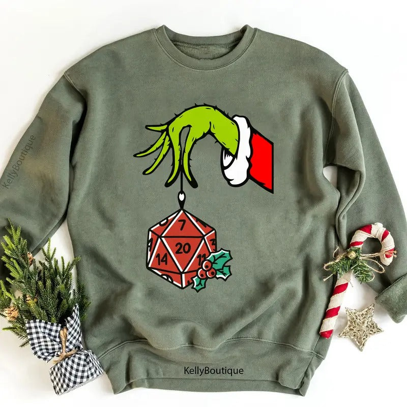 Dungeons Dragons Grin Hand Holding DnD Polyhedral Dice D20 Season Printed Classic T-Shirts, Hoodie, Sweatshirt