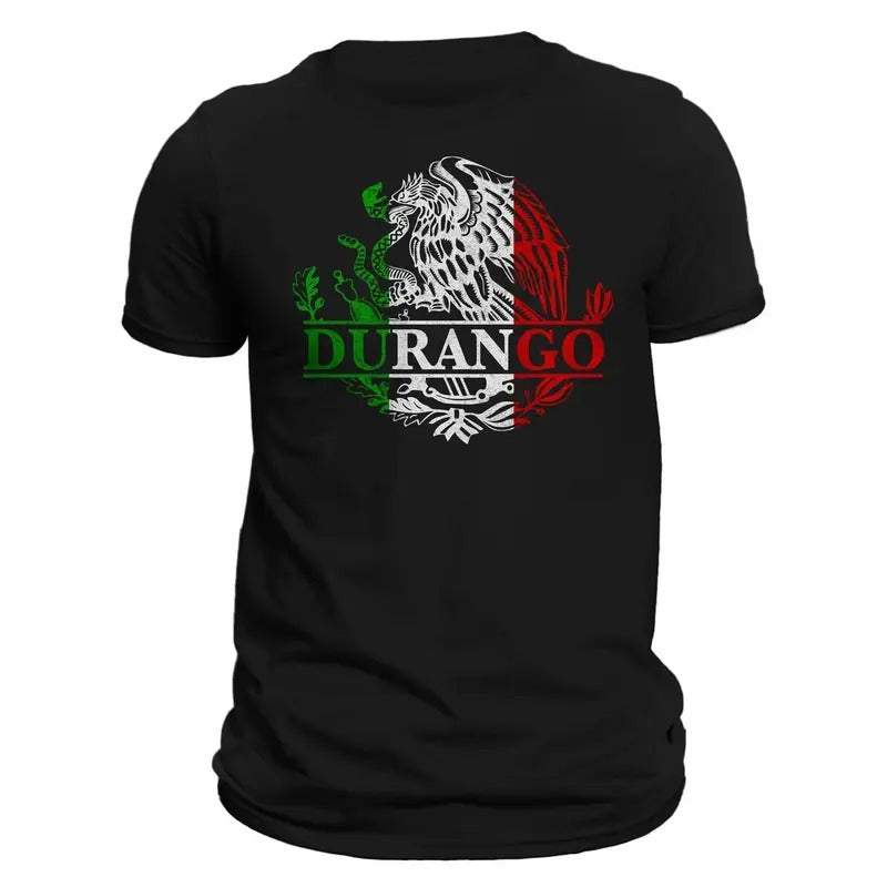 Durango Mexico Eagle Emblem Mexican T-Shirt - 100% Ring-spun Combed Cotton, Crew Neck, Regular Fit, Classic Style,...