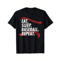 EAT SLEEP BASEBALL REPEAT - Funny Baseball T-Shirt, 100% Cotton, Gifts for Men Dad Husband Grandpa, S-XXXL, Black made in...