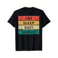 EAT SLEEP RUST REPEAT Funny Gaming Sports Meme T-Shirt, 100% Cotton, Halloween Thanksgiving Christmas Gift for Men Women...