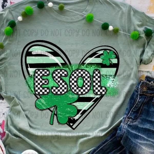 ESOL  Clover Heart DTF Transfers - THIS IS NOT A SHIRT Hoodie, Sweatshirt | GrindPrints.com