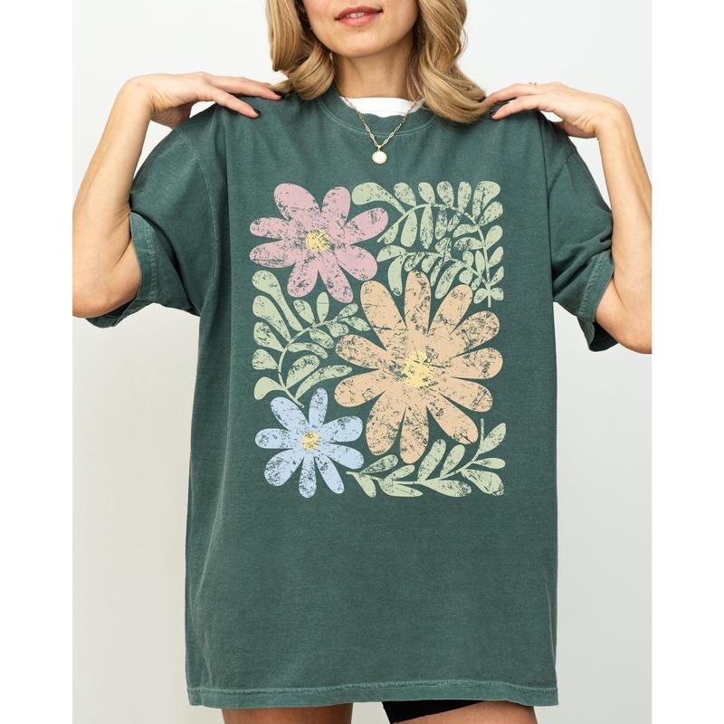 Earthy, Gorgeous Abstract Flowers, Boho Floral Design, Summer Vibes, Gardening, Festival, Nature Shirt, Women's Comfort...