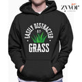 Easily Distracted By Grass Funny Hoodie Casual Style Fleece Fabric Pullover Sweatshirt Trend Tops for Women for Men,...