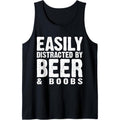 Easily Distracted by Beer & Boobs Funny Adult Humorous Tank Top made in usa T-Shirts, Hoodie, Sweatshirt | GrindPrints.com