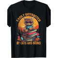 Easily Distracted Cats Books Book Lover Made USA T-Shirts, Hoodie, Sweatshirt