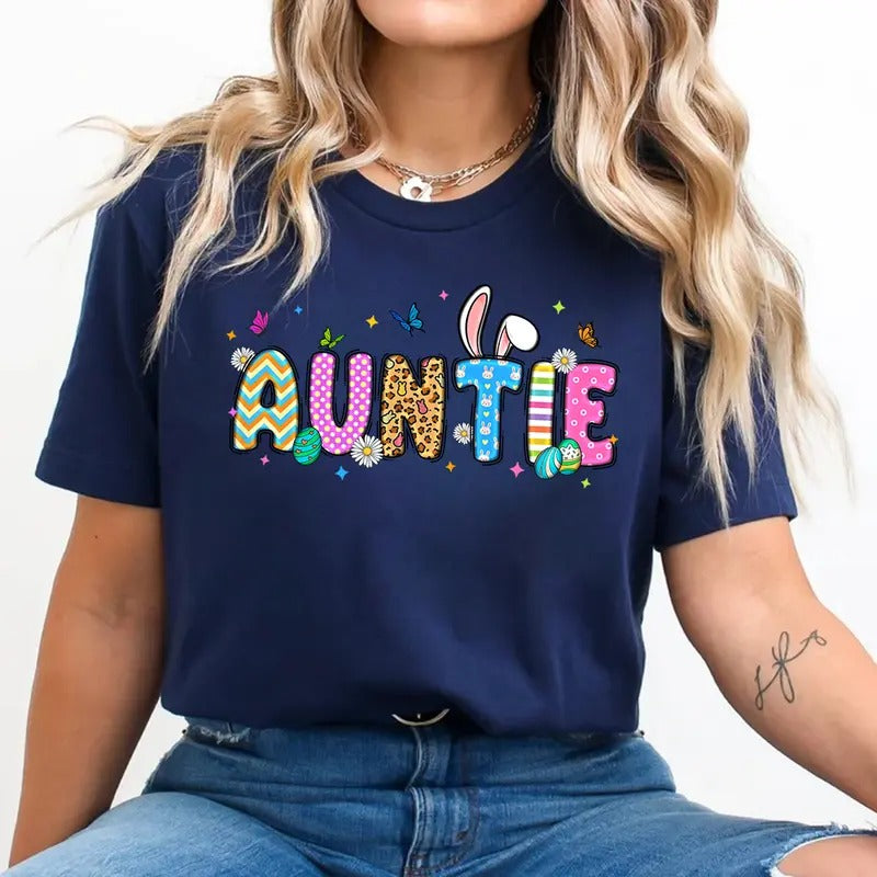 Easter Auntie Shirt - Cute Bunny & Egg Design for Aunties