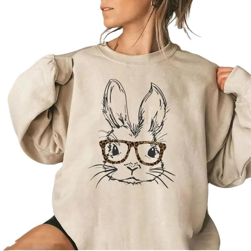 Easter Bunny With Glasses Sweatshirt, Hoodie, T-shirt, Easter Shirt, Cute Easter Gifts, Easter Bunny Shirt | GrindPrints.com