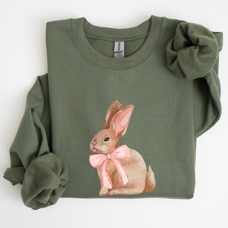 Easter Bunny, Pink Bow, Coquette, Soft Girl Era Sweatshirt T-Shirts, Hoodie | GrindPrints.com
