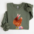 Easter Chicken, Rabbit, Eggs, Funny Sweatshirt, Women's Crew Neck, Crewneck T-Shirts, Hoodie | GrindPrints.com