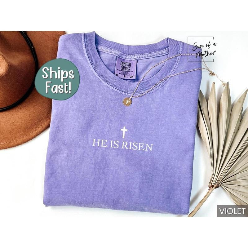 Easter Christian Shirt He is Risen Shirt Easter Jesus Tshirt Religious Easter Gift Comfort Colors Christian Tee Religious...