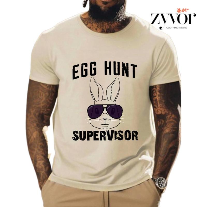 Easter Egg Hunt Supervisor Funny Mom Dad Shirt Casual Style Crew Neck Short Sleeve T-Shirt Tops Trendy for Unisex,...
