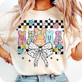 Easter Mama Bunny Coquette Bow T-Shirt, Mama Easter T-Shirt, Girly pastel bow T-Shirt, Preppy Easter T-Shirt, Easter Day...