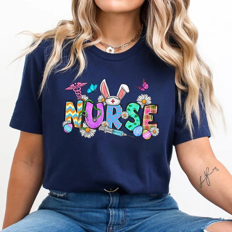 Easter Nurse Shirt Cute Bunny & Egg Nurses Spring Celebration Healthcare Workers T-Shirts, Hoodie, Sweatshirt