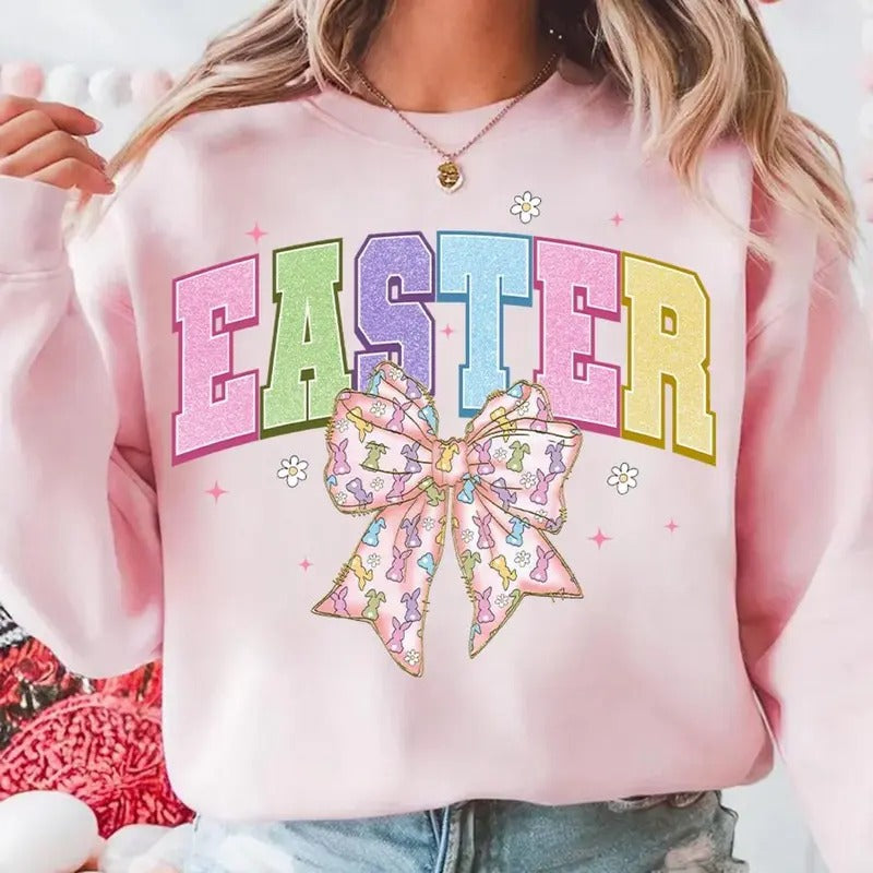 Easter words with Bow DTF Transfers - THIS IS NOT A SHIRT Hoodie, Sweatshirt | GrindPrints.com