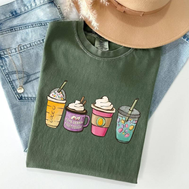 Easter, Coffee Lovers, Coffee Drinks Comfort Colors Tshirt, Women's Crew Neck, Crewneck Hoodie, Sweatshirt | GrindPrints.com