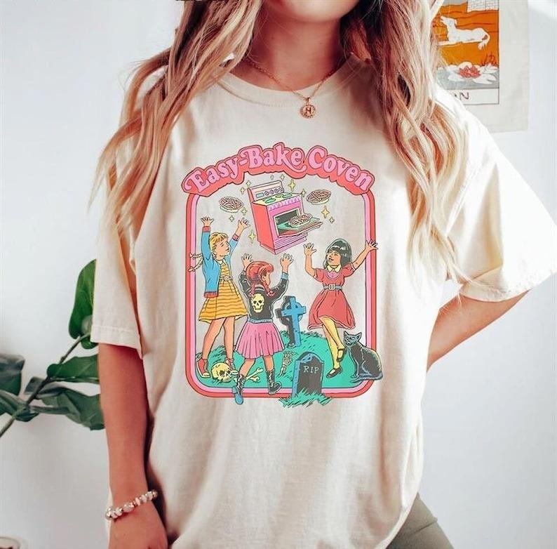 Easy Bake Coven 90s Horror Movie Fan Oversized Vintage T Shirt, Halloween Tee Hoodie, Sweatshirt | GrindPrints.com