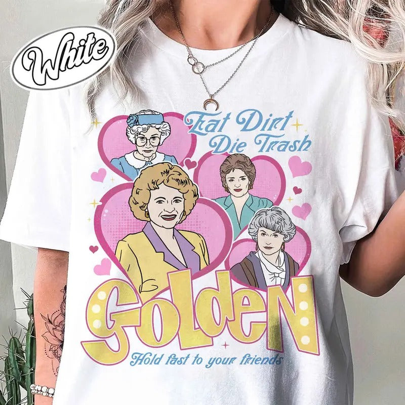 Eat Dirt, Di!e Trash Stay Golden With Pocket Graphic Tee 90s S!tcom Mom Vibes, Sarcastic Mom, Funny Mom, Top Womenswear,...
