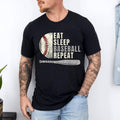 Eat Sleep Baseball Repeat Funny Baseball Player T-Shirt | 100% Cotton Tee, Top Menswear Hoodie, Sweatshirt | GrindPrints.com