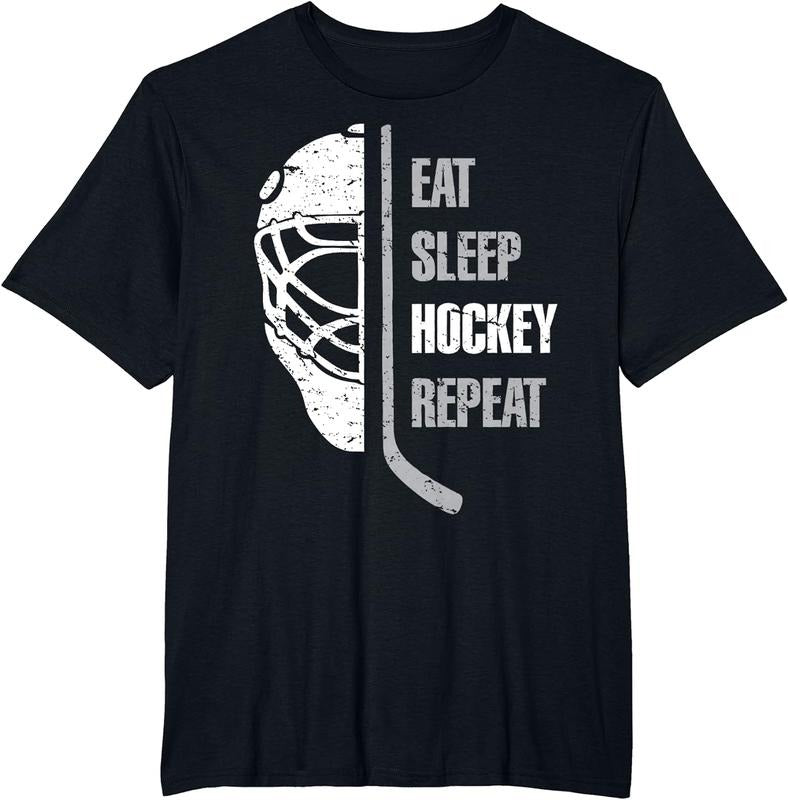 Eat Sleep Hockey Repeat Christmas For Teen Adult Hockey T-Shirt Menswear Top Clothing Day Hoodie, Sweatshirt
