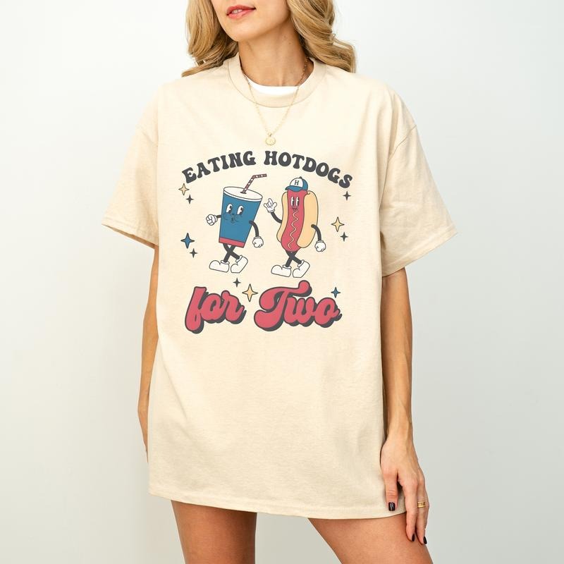 Eating For Two Pregnancy Announcement Shirt Sweatshirt Hoodie, Eating Hot Dogs for two Shirt, Retro Baseball Maternity...