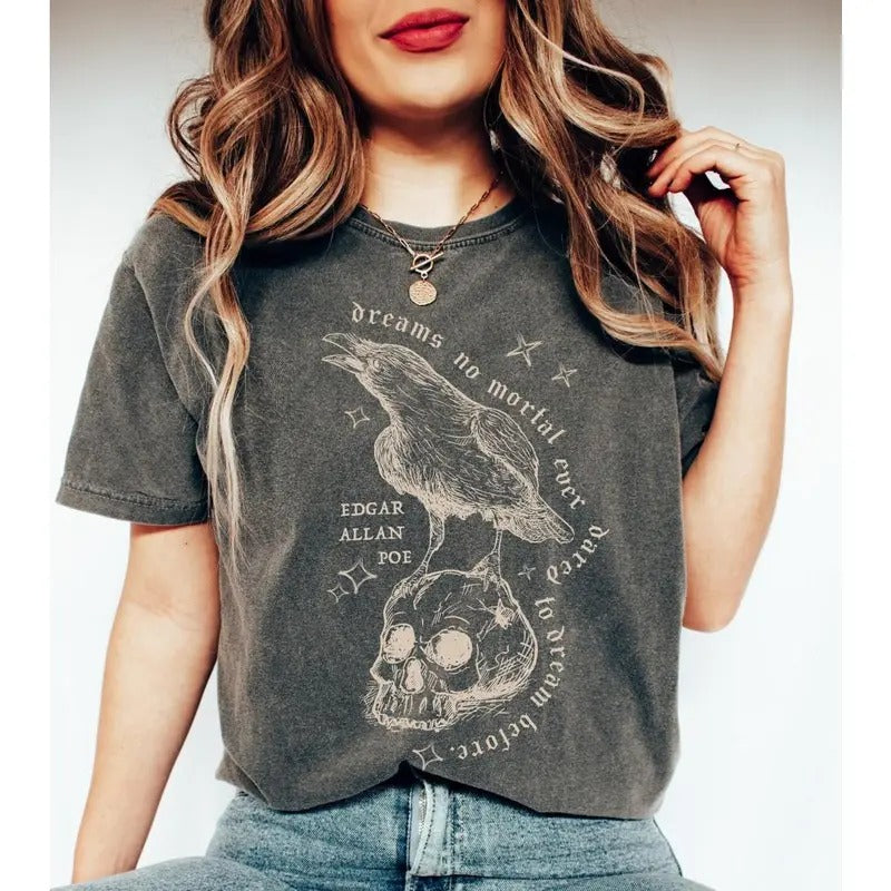 Edgar Allan Poe Raven Shirt Edgar Allen Poe Poet Shirt Dark Academia Dead Poets Society Literary Shirt Bookish Gothic...