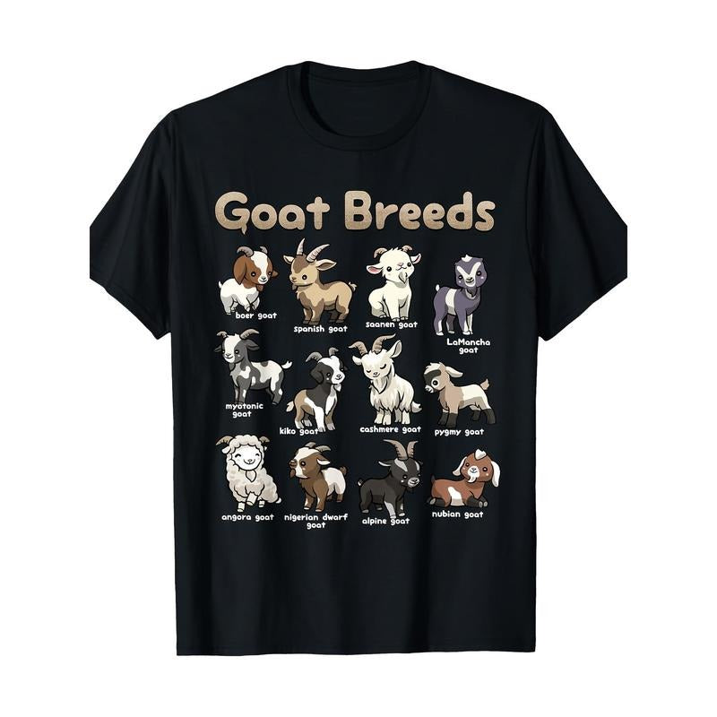 Educational Goat Shirt Goat Breeds Farm Animals Of The World T-Shirt Made in USA Hoodie, Sweatshirt | GrindPrints.com