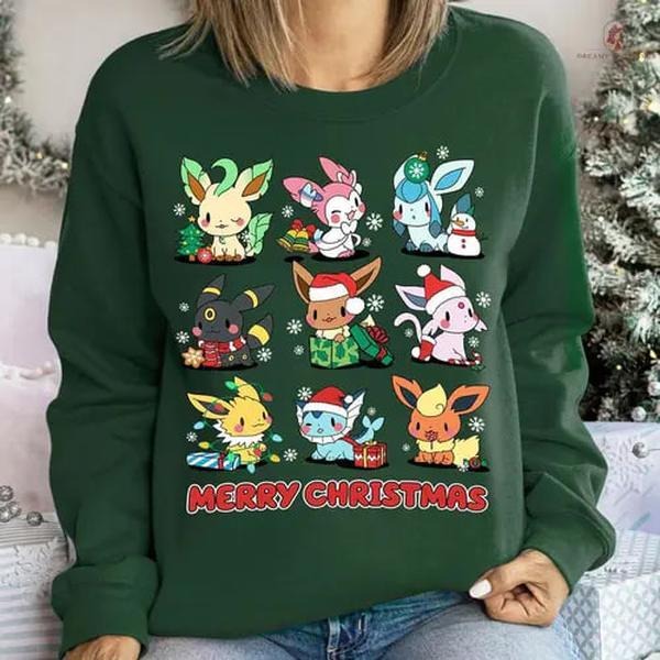 Eevee Shirt Anime Anime Video Games Eevee Jolteon Vaporeon Flareon Umbreon Evolutions Eevee Ugly Shirt Xmas T-Shirts, Hoodie, Sweatshirt