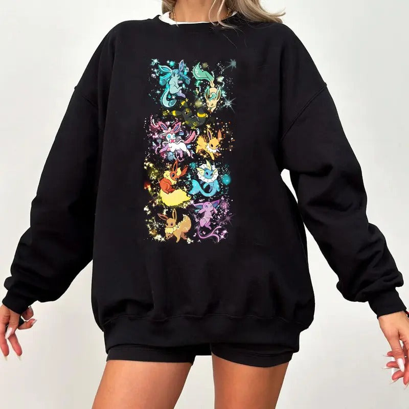 Eevee Evolutions Sweatshirt T-Shirt Hoodie, Eevee Eeveelution Sweatshirt, Eevee Pokem0n Shirt, Slyveon, umbreon, Espeon,...