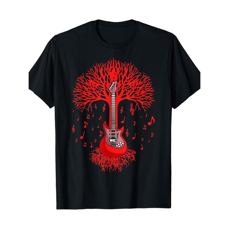 Electric Guitar Tree Musician Music T-shirt Made in USA Hoodie, Sweatshirt | GrindPrints.com