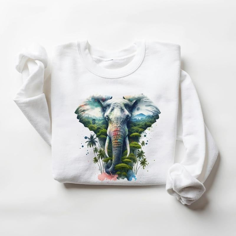 Elephant Jungle Sweatshirt Wild Animal Safari T-Shirt Hoodie Unisex | GrindPrints.com