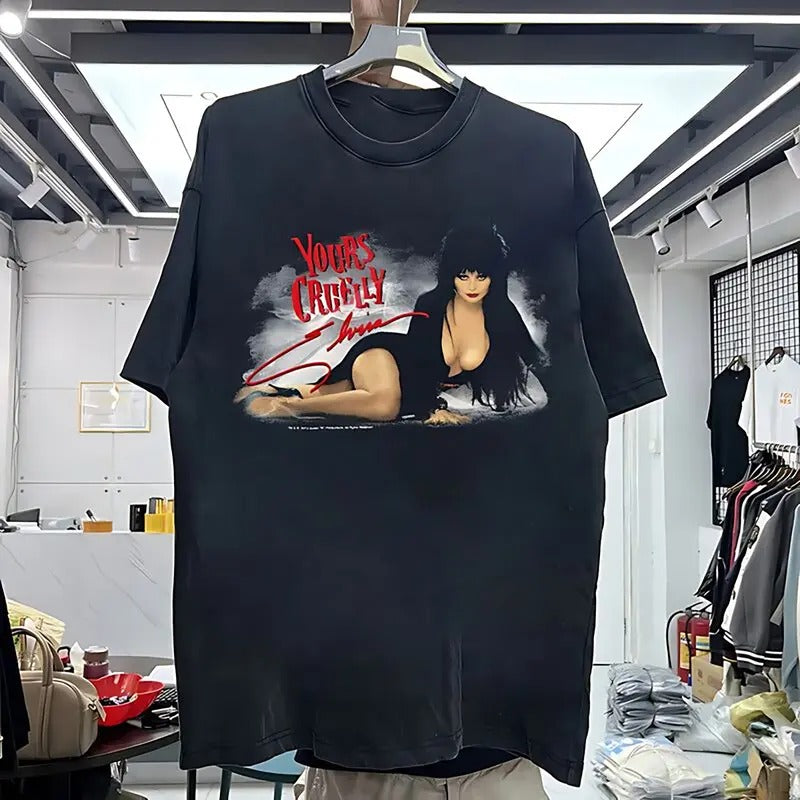 Elvira Mistress T shirt 90s Movie Short sleeve cotton shirt Hoodie, Sweatshirt | GrindPrints.com