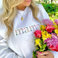 Embroidered 'Floral Mama' Crewneck Sweatshirt T-Shirts, Hoodie | GrindPrints.com