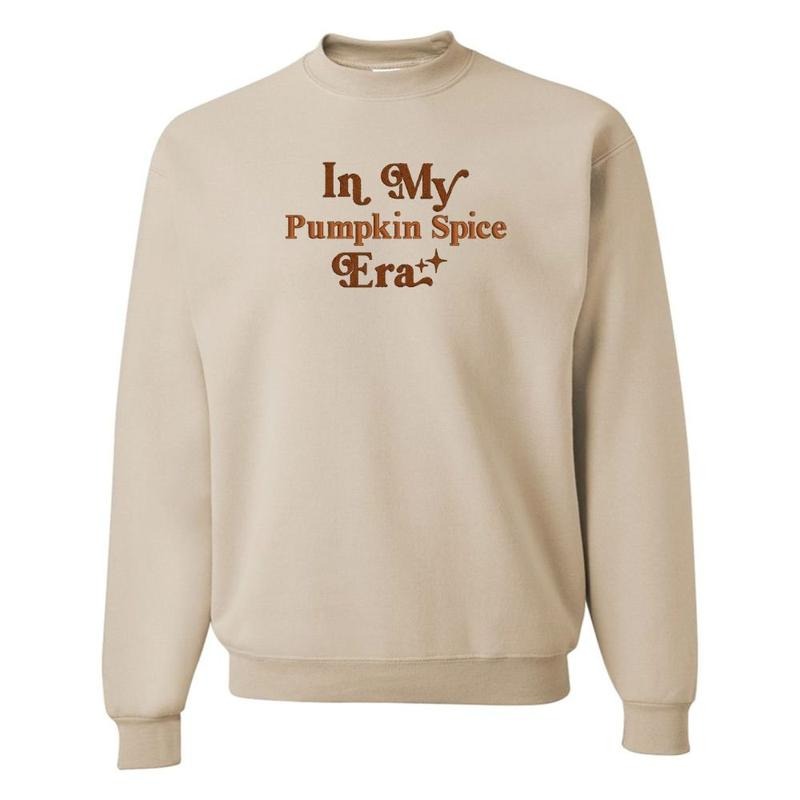 Embroidered 'In My Pumpkin Spice Era' Crewneck Sweatshirt T-Shirts, Hoodie | GrindPrints.com