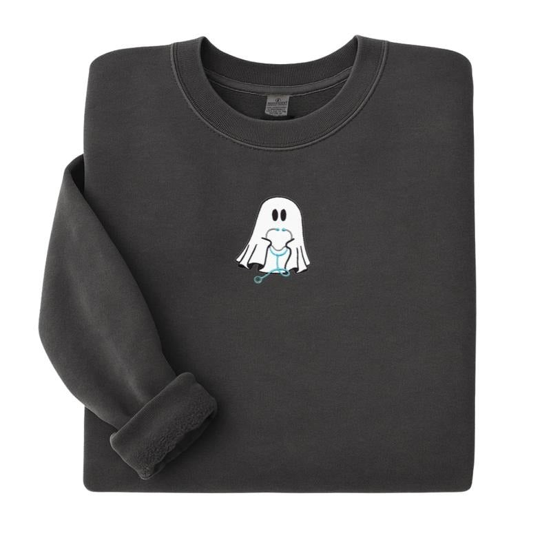 Embroidered 'Nurse Ghost Stethoscope' Cozy Crew T-Shirts, Hoodie, Sweatshirt | GrindPrints.com