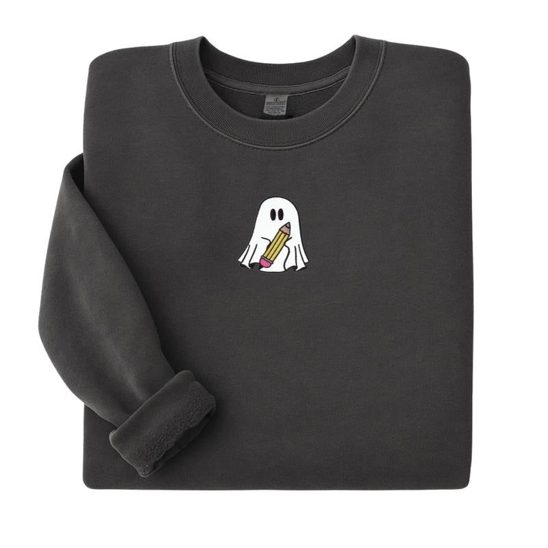 Embroidered 'Teacher Ghost Pencil' Cozy Crew T-Shirts, Hoodie, Sweatshirt | GrindPrints.com