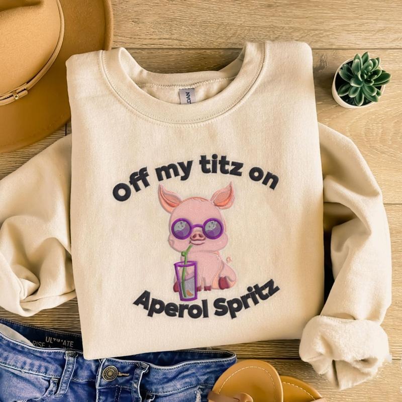 Embroidered Aperol Spritz Tee, Unisex Beer Garden Tshirt, Funny Embroidered Tshirt, Coacktail lover Tee, Funny Tshirts,...