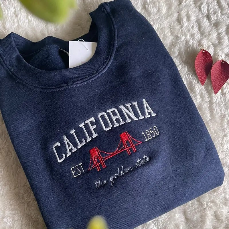 Embroidered California Crewneck T-Shirts, Hoodie, Sweatshirt | GrindPrints.com