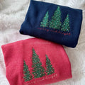 Embroidered Christmas Trees, Merry And Bright, Embroidered Sweatshirt T-Shirts, Hoodie | GrindPrints.com