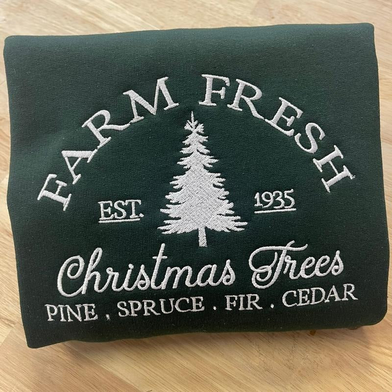 Embroidered Christmas tree sweatshirt T-Shirts, Hoodie | GrindPrints.com