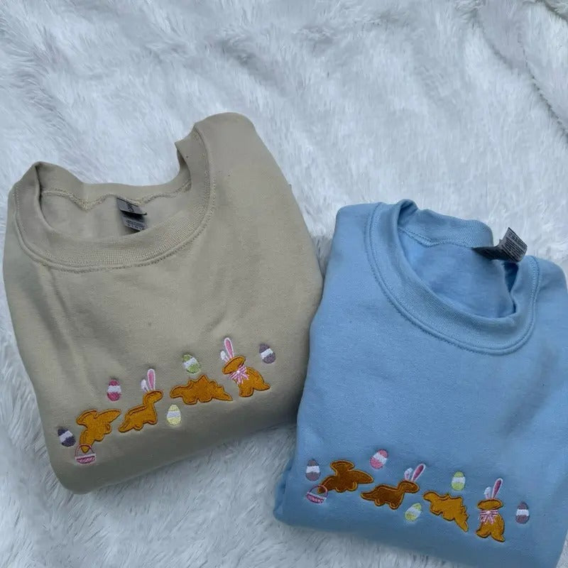 Embroidered Easter Dino Nuggets, Embroidered Dino Nuggets Sweatshirt T-Shirts, Hoodie | GrindPrints.com