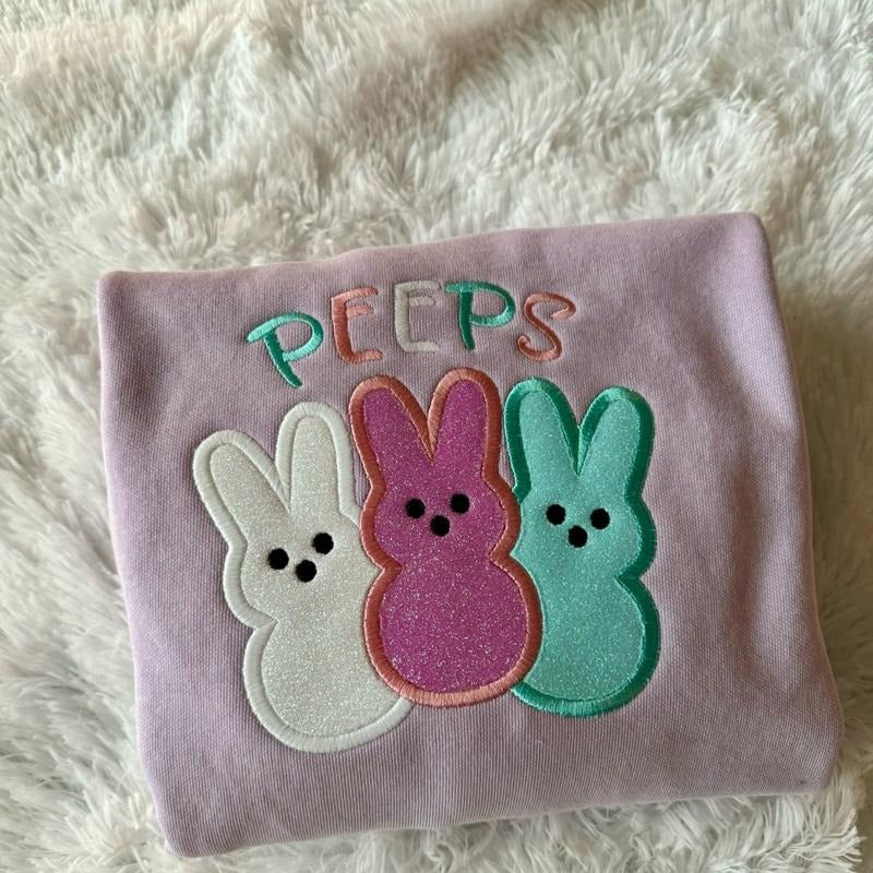 Embroidered Easter Sweatshirt, Peep Sweatshirt, Easter Sweatshirts, Embroidered Crewnecks, Easter Crewnecks, Comfort...