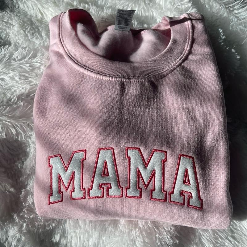 Embroidered Glitter MAMA Sweatshirt, Glitter MAMA T-Shirts, Hoodie | GrindPrints.com