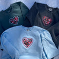Embroidered Heart Sweatshirt, Scalloped Cute Sweatshirt, Coquette Sweatshirt T-Shirts, Hoodie | GrindPrints.com