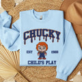 Embroidered Horror Chucky Halloween Sweatshirt, Horror Movie Embroidery Shirt Hoodie | GrindPrints.com