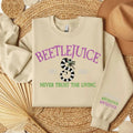 Embroidered Never Trust The Living Shirt, Beetlejuice Halloween Embroidery Sweatshirt Hoodie | GrindPrints.com