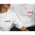 Embroidered Personalized Couples T-Shirt, Initial Heart Embroidery On Sleeve, Valentines Day Gift, Custom Sweatshirt,...