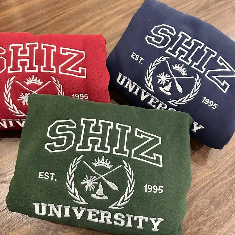 Embroidered Shiz University Sweatshirt, Changed For Good Shirt, Defy Gravity Broomstick Magic Wand Shirt, Wizard Shiz Uni...