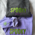 Embroidered Spooky Season LONG SLEEVE SHIRT, Halloween Shirt, Embroidered Sleeve Hoodie, Sweatshirt | GrindPrints.com