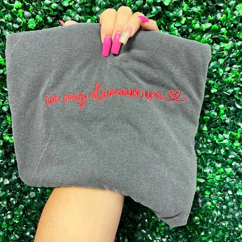 Embroidered demure tee Hoodie, Sweatshirt | GrindPrints.com