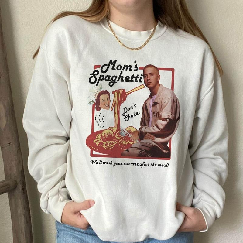 Eminem T-shirt, Mom's Spaghetti, Funny Rap Music Tee, Lose Yourself Song, Unique Fan Gift, Unisex Crewneck Graphic Tee...